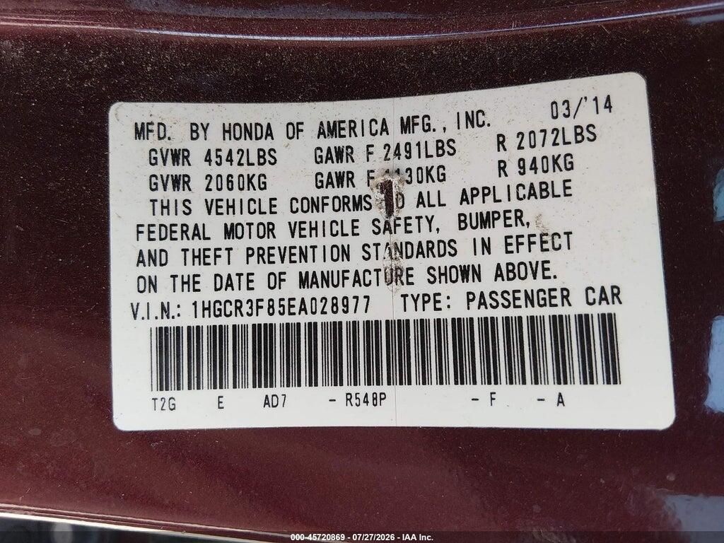 1HGCR3F85EA028977 2014 HONDA ACCORD photo no. 9