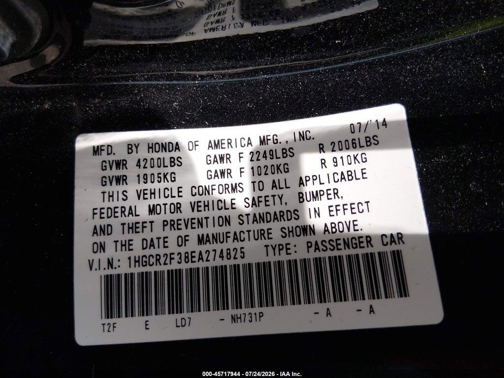 1HGCR2F38EA274825 2014 HONDA ACCORD photo no. 9