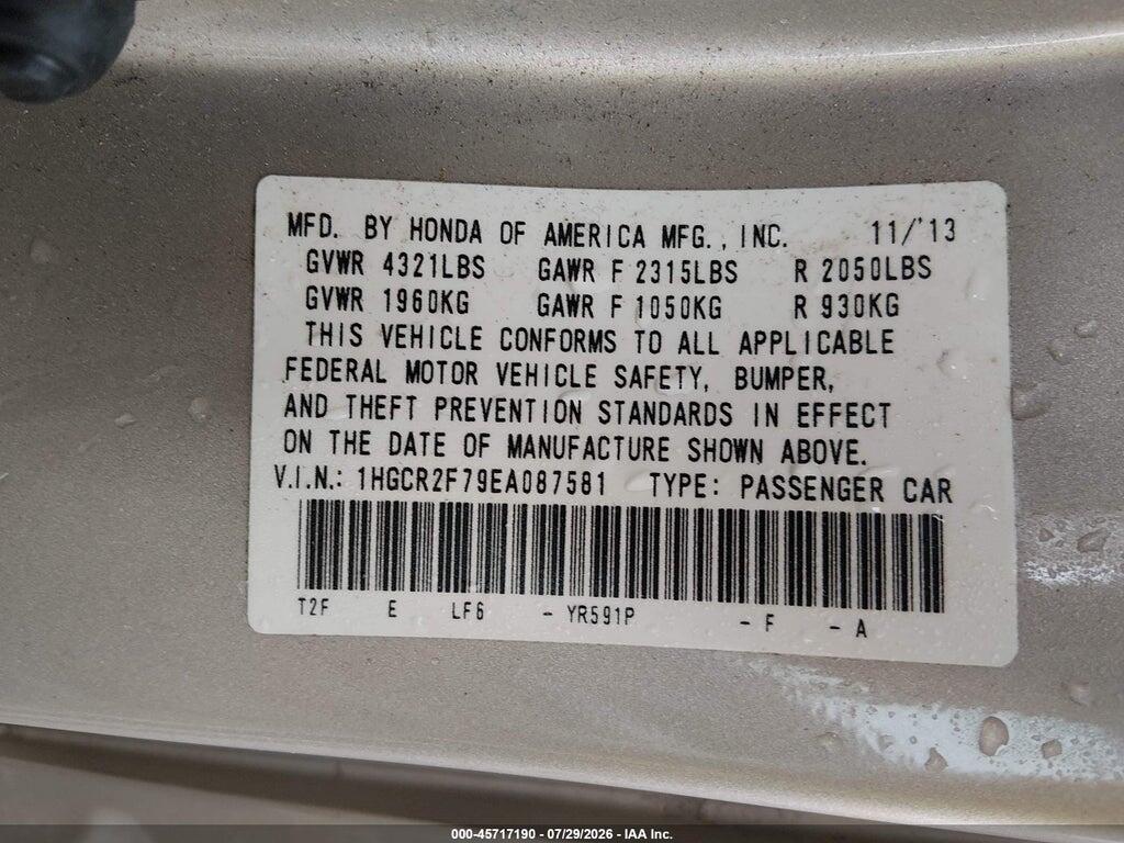 1HGCR2F79EA087581 2014 HONDA ACCORD photo no. 9