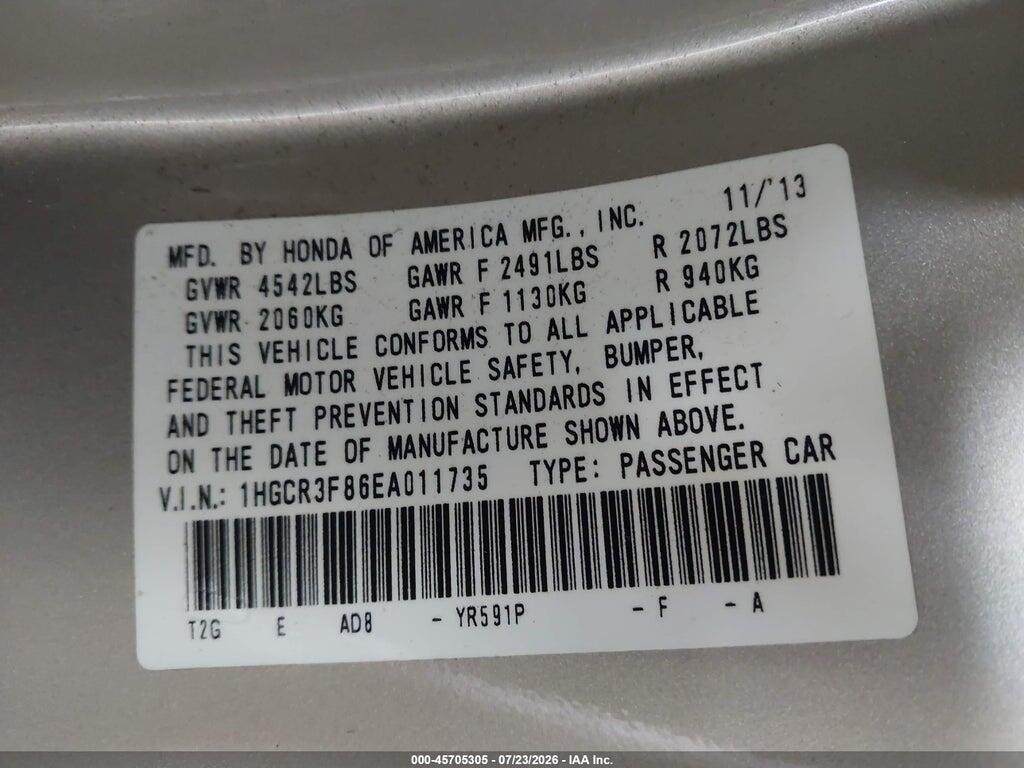 1HGCR3F86EA011735 2014 HONDA ACCORD photo no. 9