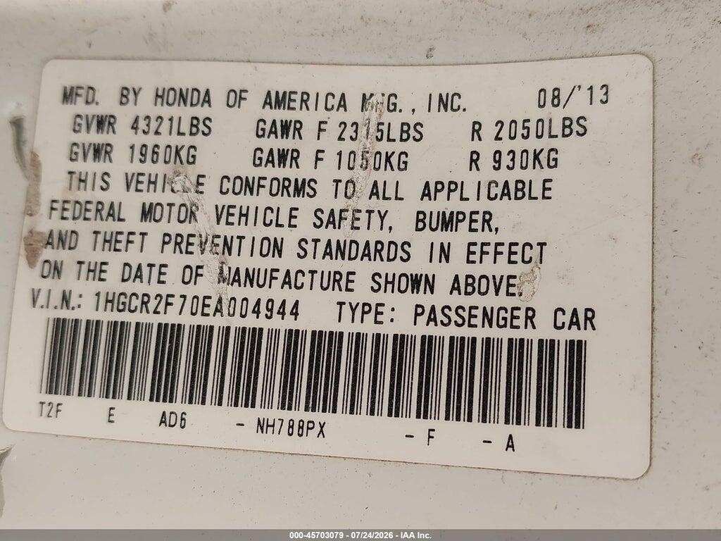 1HGCR2F70EA004944 2014 HONDA ACCORD photo no. 9