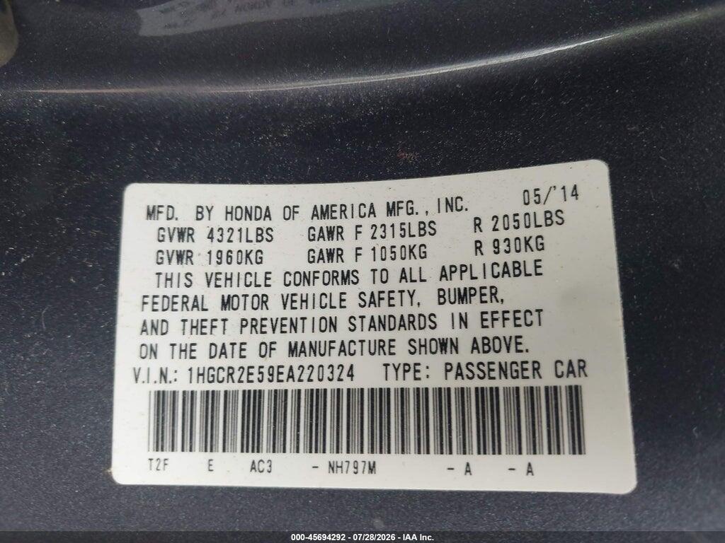 1HGCR2E59EA220324 2014 HONDA ACCORD photo no. 9