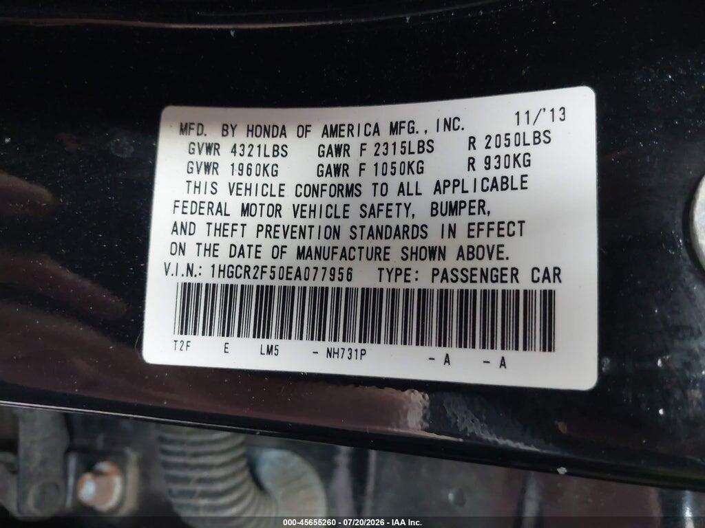 1HGCR2F50EA077956 2014 HONDA ACCORD photo no. 9