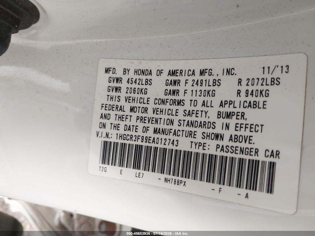 1HGCR3F99EA012743 2014 HONDA ACCORD photo no. 9