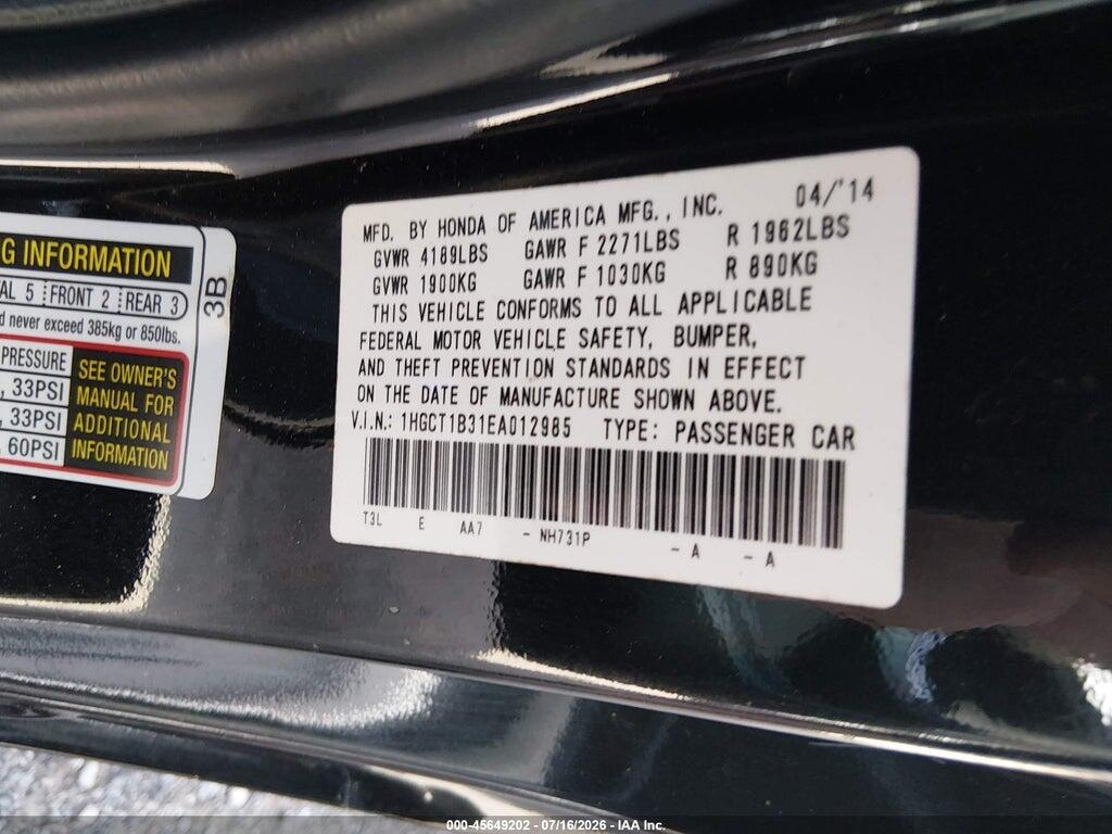 1HGCT1B31EA012985 2014 HONDA ACCORD photo no. 9