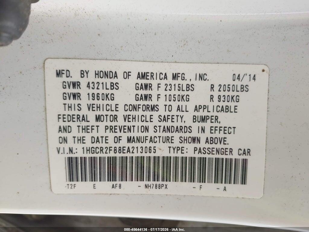 1HGCR2F88EA213065 2014 HONDA ACCORD photo no. 9
