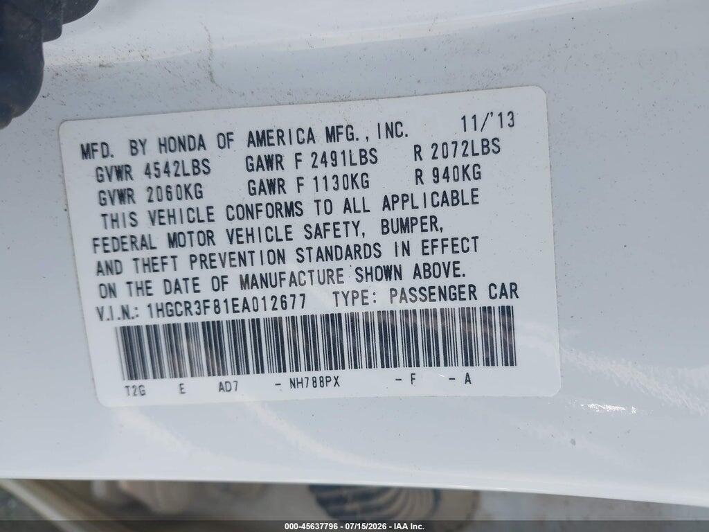 1HGCR3F81EA012677 2014 HONDA ACCORD photo no. 9