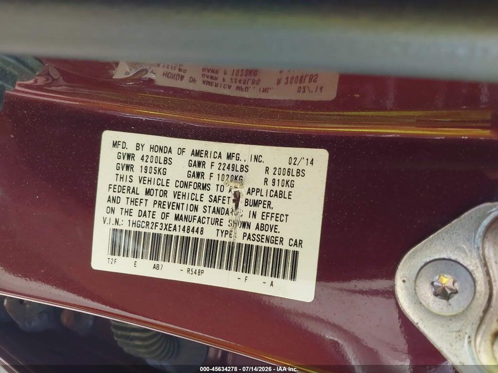 1HGCR2F3XEA148448 2014 HONDA ACCORD photo no. 9
