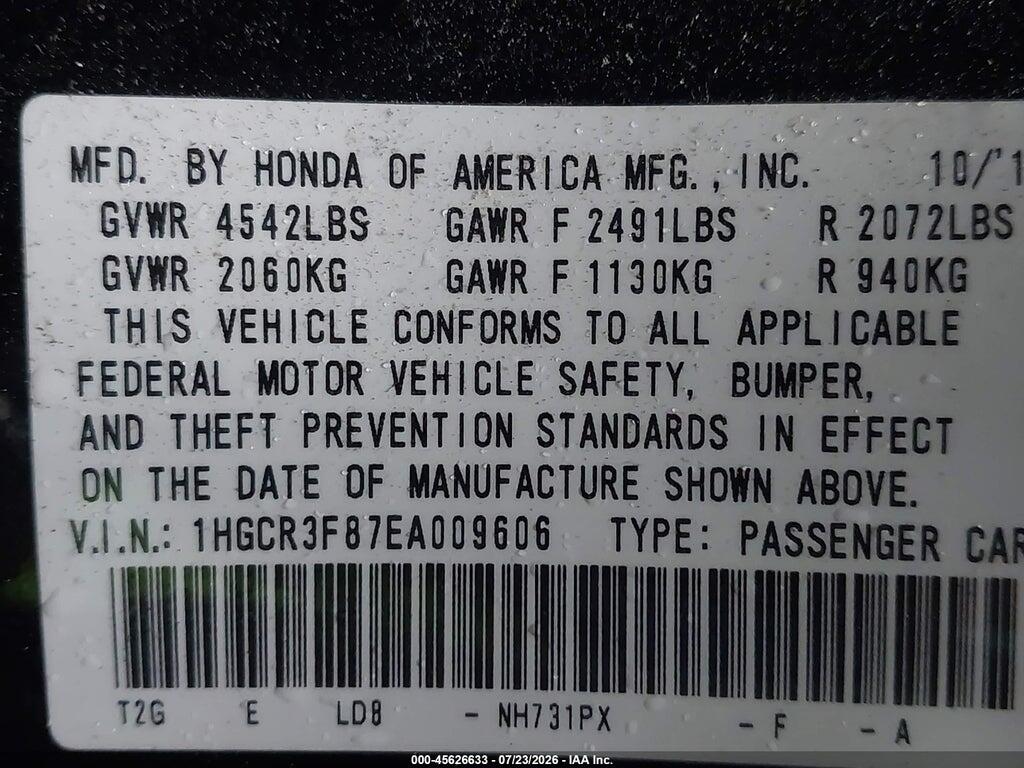 1HGCR3F87EA009606 2014 HONDA ACCORD photo no. 9