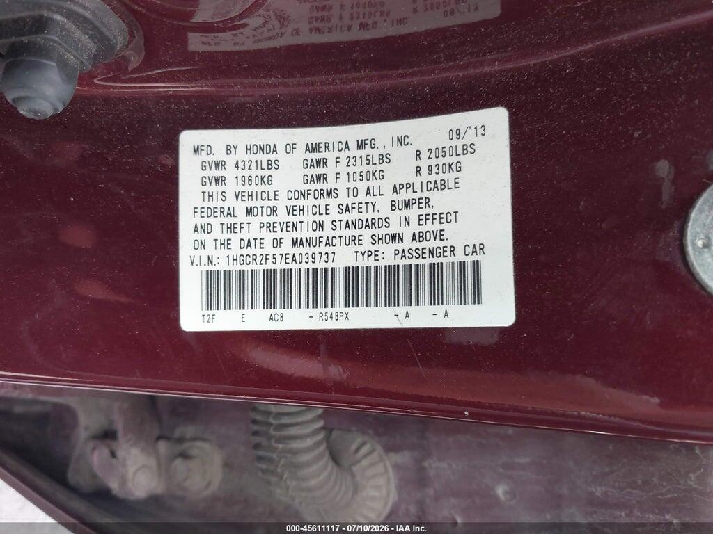1HGCR2F57EA039737 2014 HONDA ACCORD photo no. 9