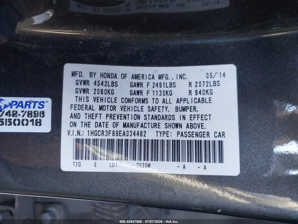 1HGCR3F88EA034482 2014 HONDA ACCORD photo no. 9
