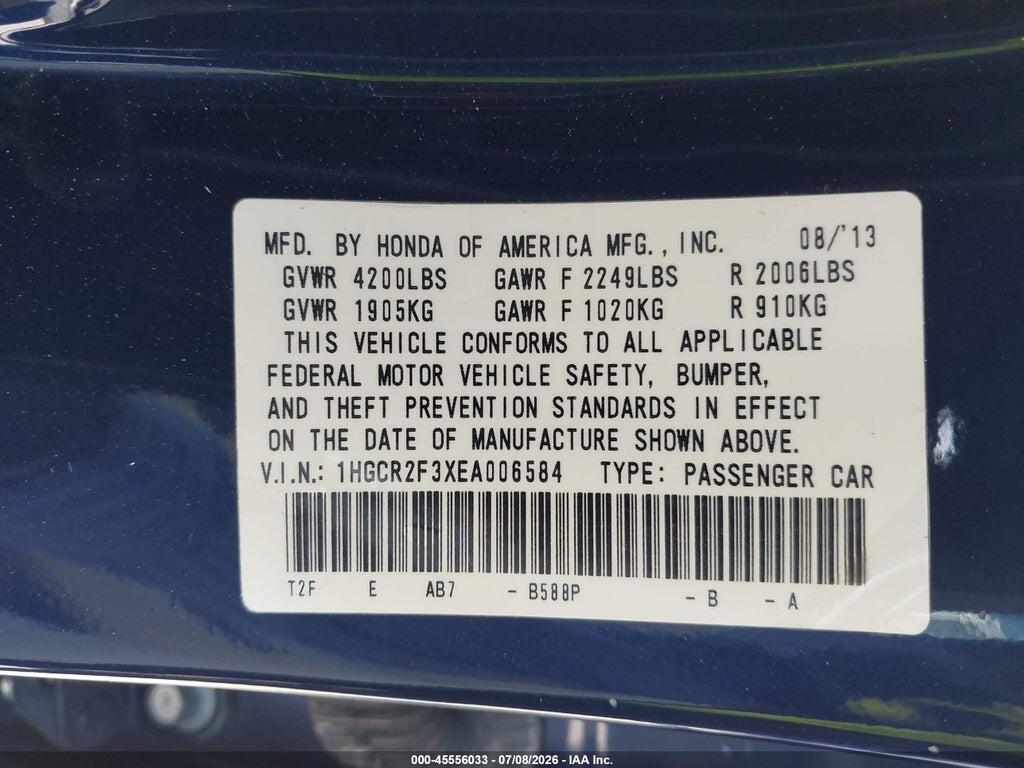 1HGCR2F3XEA006584 2014 HONDA ACCORD photo no. 9