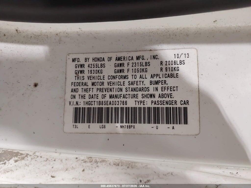 1HGCT1B85EA003766 2014 HONDA ACCORD photo no. 9