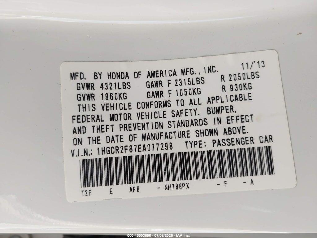 1HGCR2F87EA077298 2014 HONDA ACCORD photo no. 9