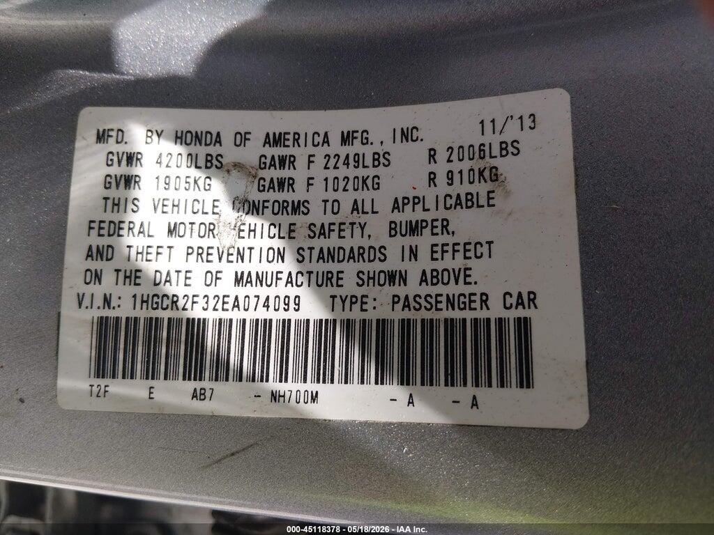 1HGCR2F32EA074099 2014 HONDA ACCORD photo no. 9
