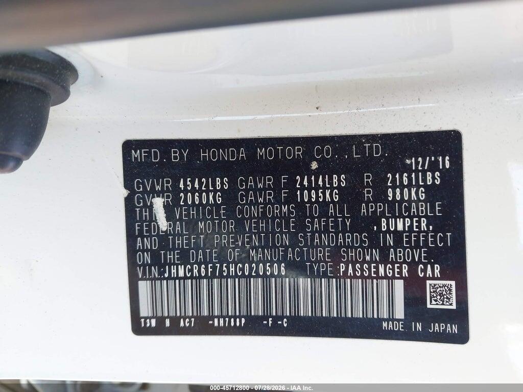 JHMCR6F75HC020506 2017 HONDA ACCORD HYBRID photo no. 9