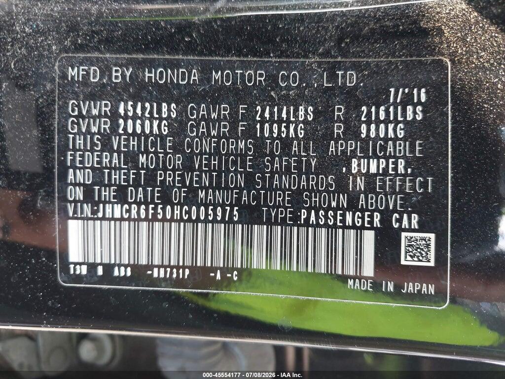 JHMCR6F50HC005975 2017 HONDA ACCORD HYBRID photo no. 9