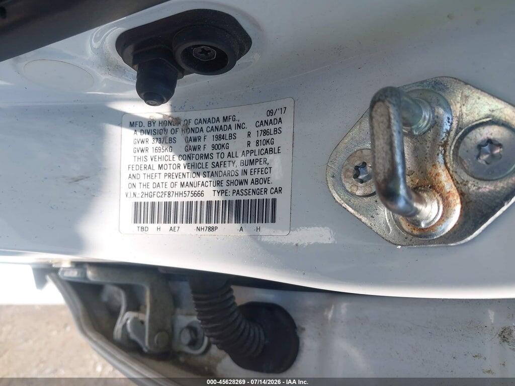 2HGFC2F87HH575666 2017 HONDA CIVIC photo no. 9
