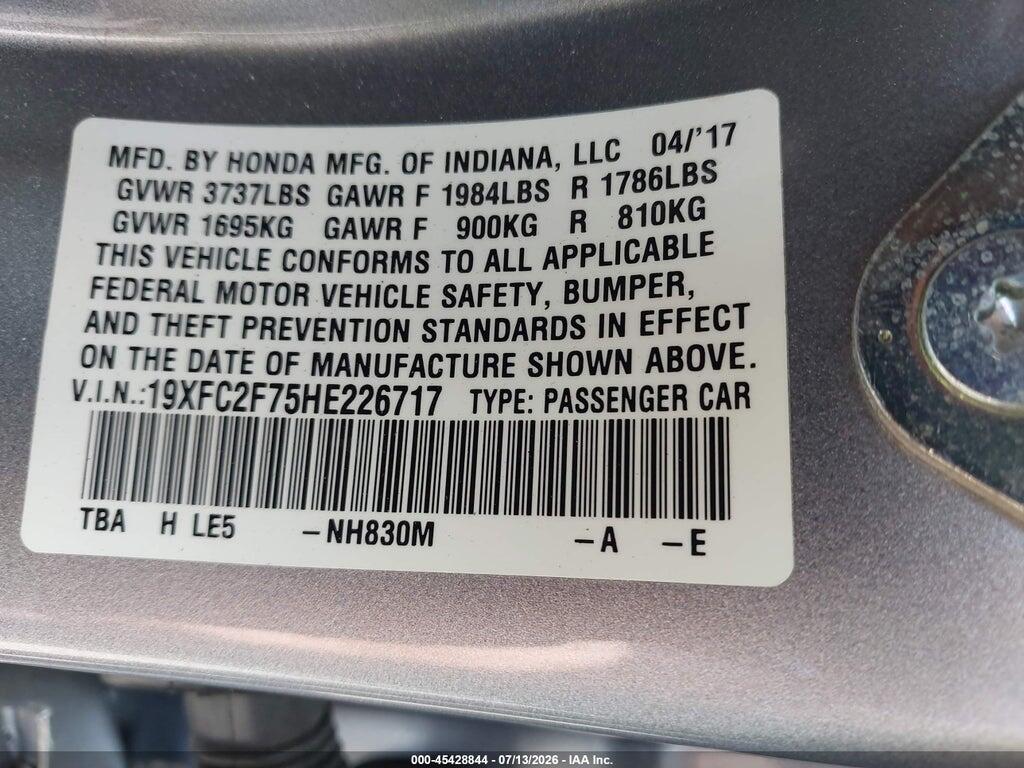 19XFC2F75HE226717 2017 HONDA CIVIC photo no. 9