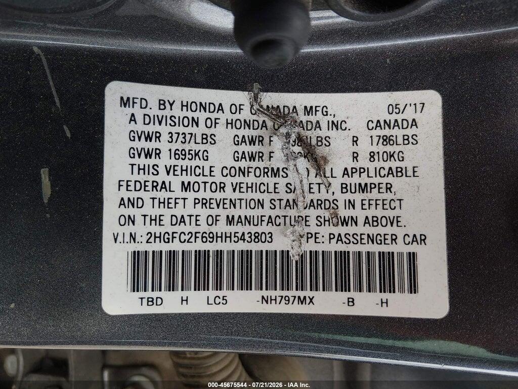 2HGFC2F69HH543803 2017 HONDA CIVIC photo no. 9
