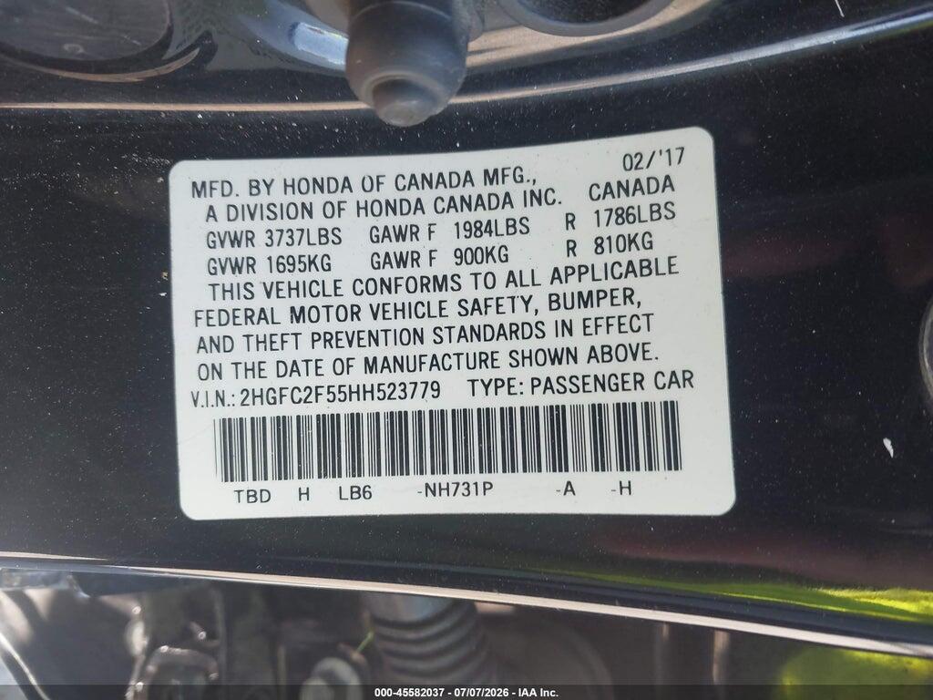 2HGFC2F55HH523779 2017 HONDA CIVIC photo no. 9