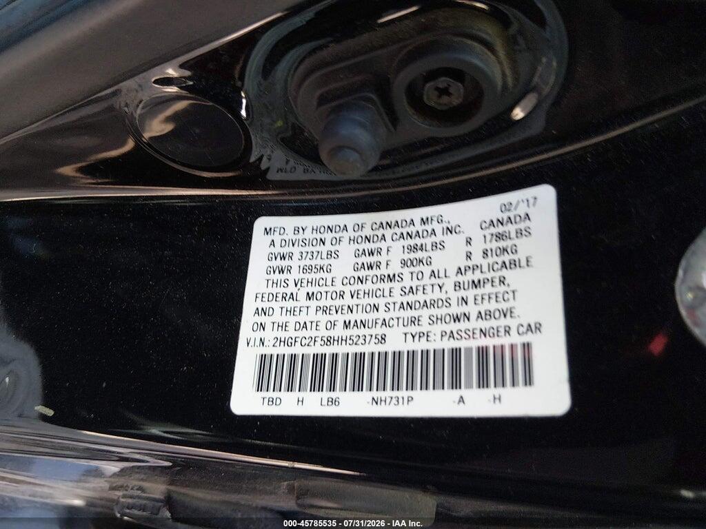 2HGFC2F58HH523758 2017 HONDA CIVIC photo no. 9