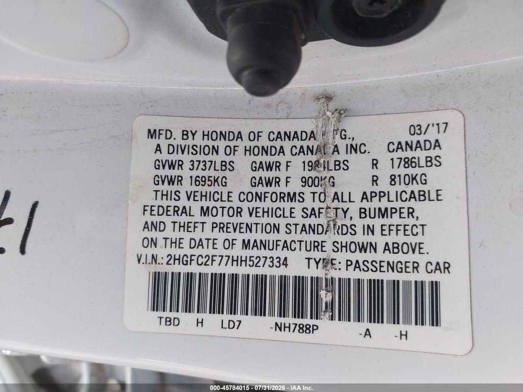 2HGFC2F77HH527334 2017 HONDA CIVIC photo no. 9