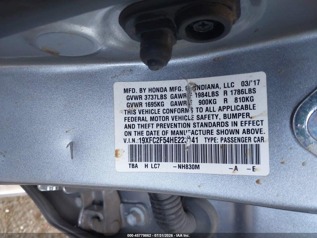 19XFC2F54HE223841 2017 HONDA CIVIC photo no. 9