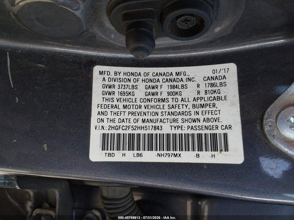 2HGFC2F52HH517843 2017 HONDA CIVIC photo no. 9