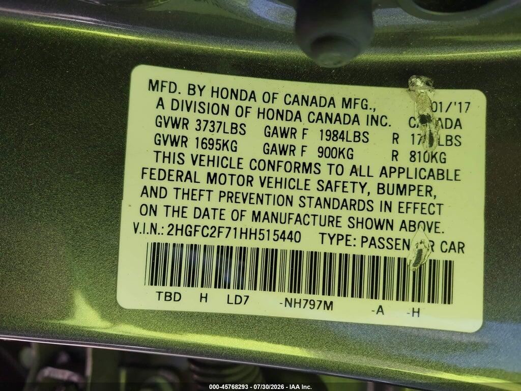 2HGFC2F71HH515440 2017 HONDA CIVIC photo no. 9