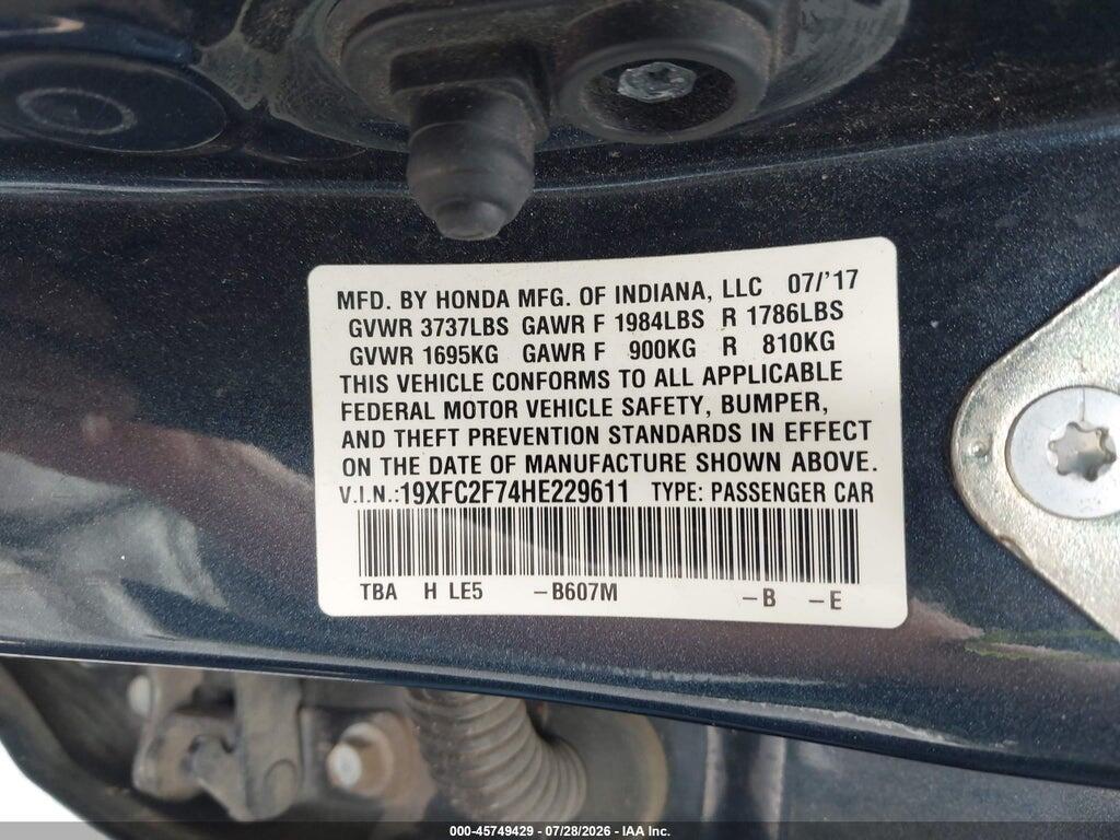 19XFC2F74HE229611 2017 HONDA CIVIC photo no. 9
