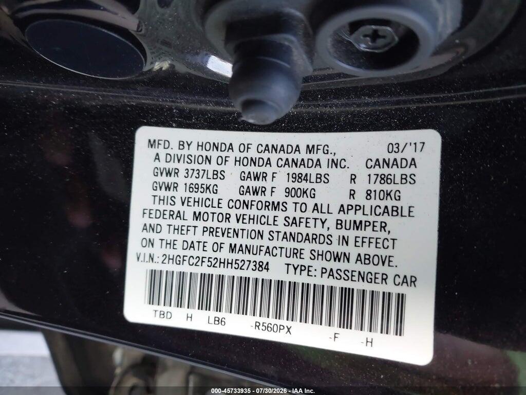 2HGFC2F52HH527384 2017 HONDA CIVIC photo no. 9