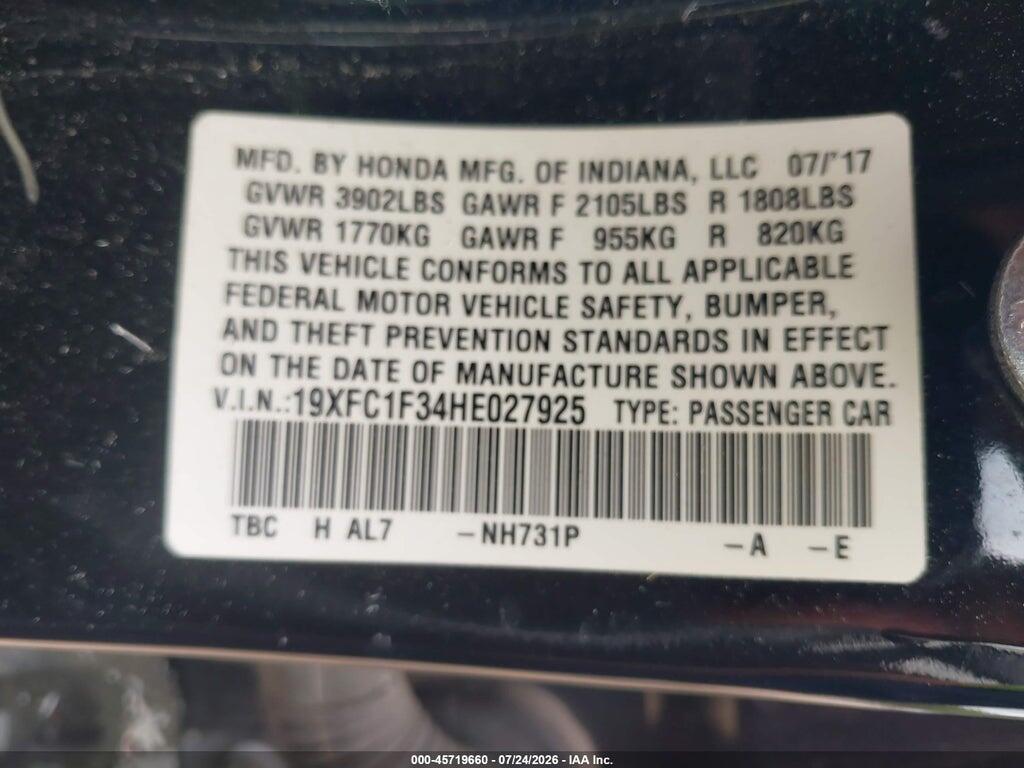 19XFC1F34HE027925 2017 HONDA CIVIC photo no. 9