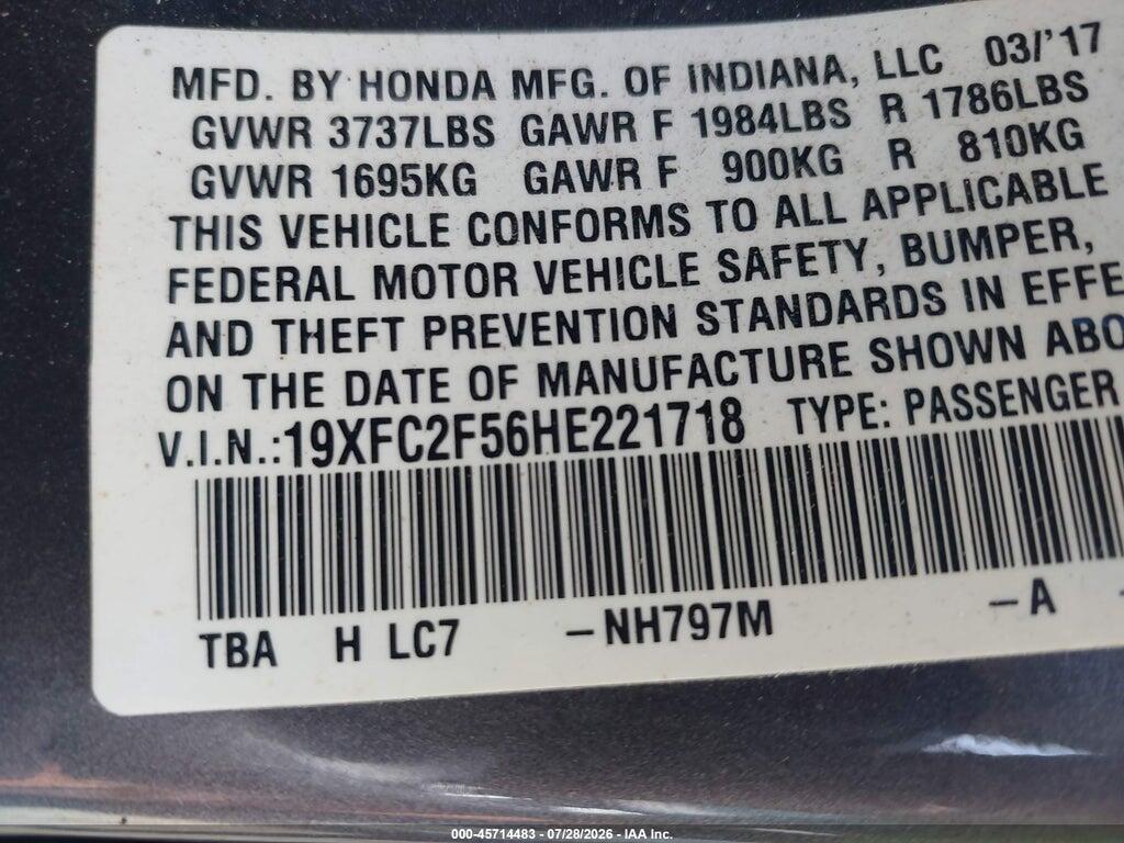 19XFC2F56HE221718 2017 HONDA CIVIC photo no. 9
