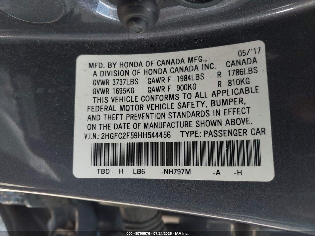 2HGFC2F59HH544456 2017 HONDA CIVIC photo no. 9