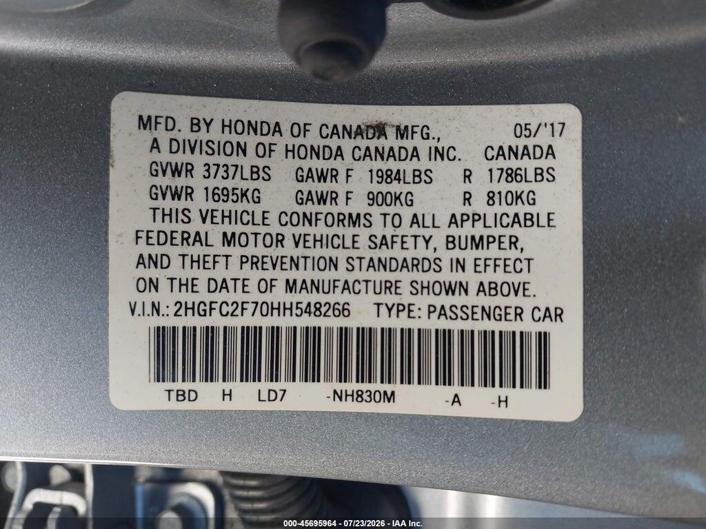 2HGFC2F70HH548266 2017 HONDA CIVIC photo no. 9