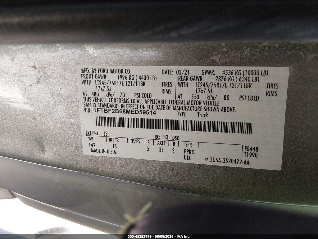 1FTBF2B68MED59514 2021 FORD F-250 photo no. 9