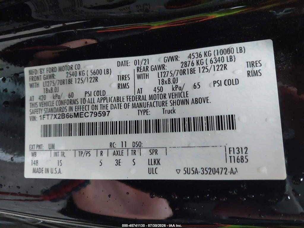 1FT7X2B66MEC79597 2021 FORD F-250 photo no. 9