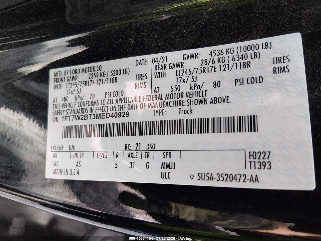 1FT7W2BT3MED40929 2021 FORD F-250 photo no. 9