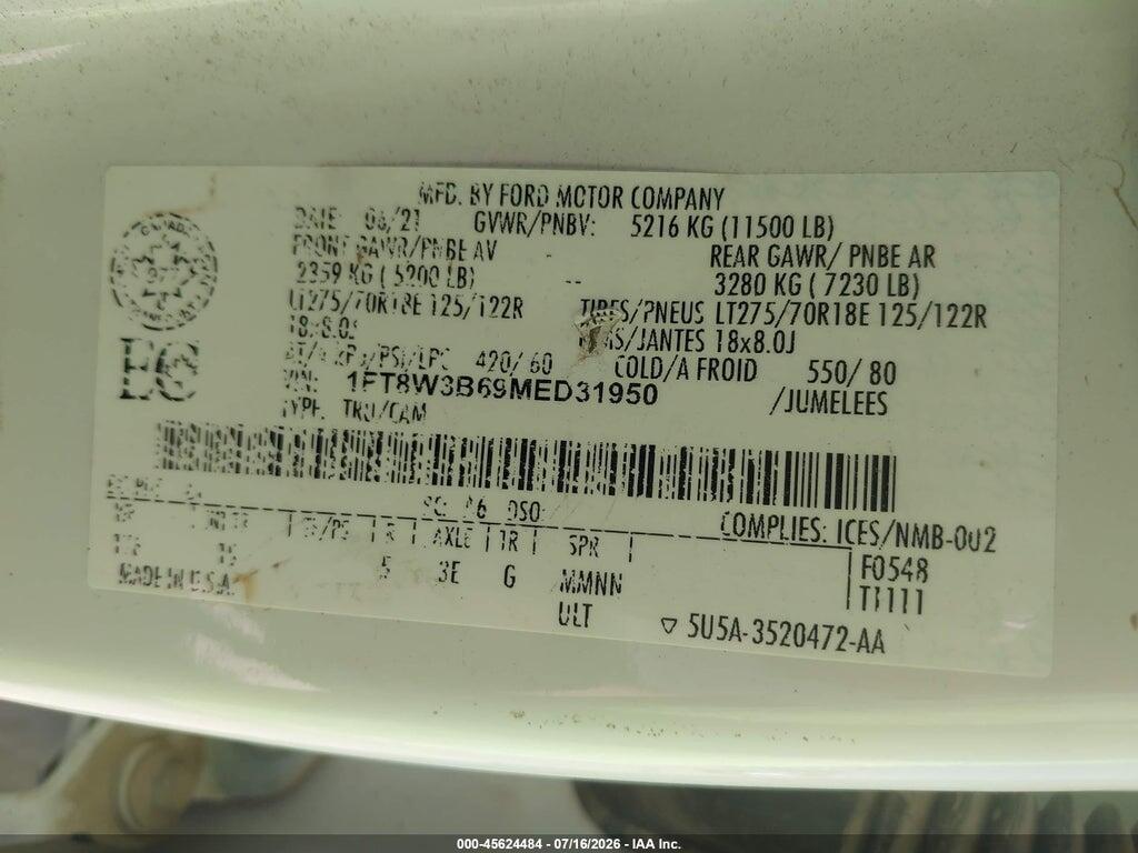 1FT8W3B69MED31950 2021 FORD F-350 photo no. 9