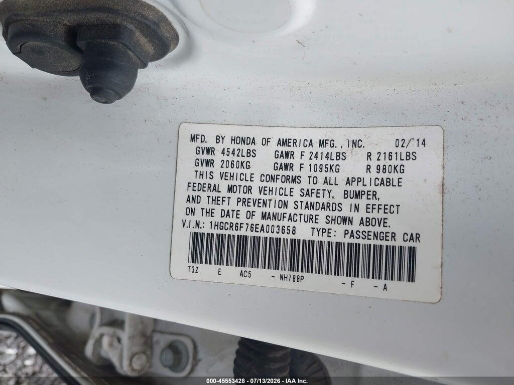 1HGCR6F76EA003658 2014 HONDA ACCORD HYBRID photo no. 9