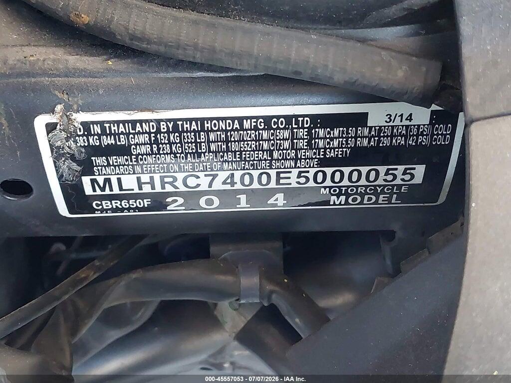 MLHRC7400E5000055 2014 HONDA CBR650 photo no. 10