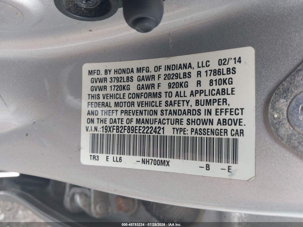 19XFB2F89EE222421 2014 HONDA CIVIC photo no. 9