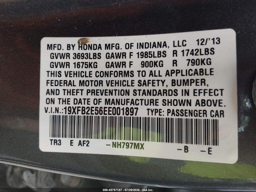 19XFB2E56EE001897 2014 HONDA CIVIC photo no. 9