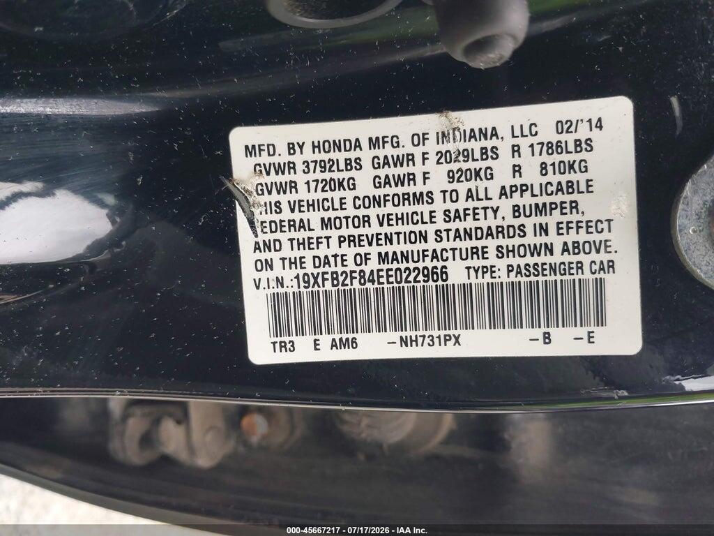 19XFB2F84EE022966 2014 HONDA CIVIC photo no. 9