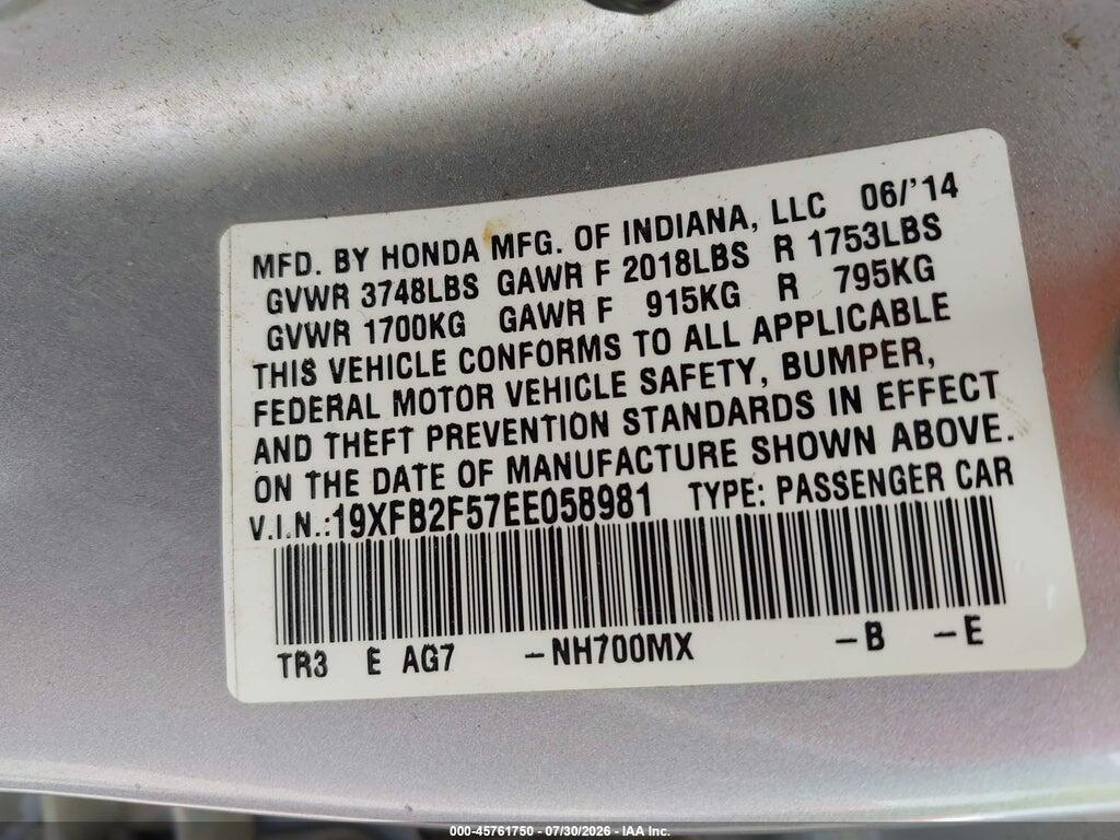 19XFB2F57EE058981 2014 HONDA CIVIC photo no. 9