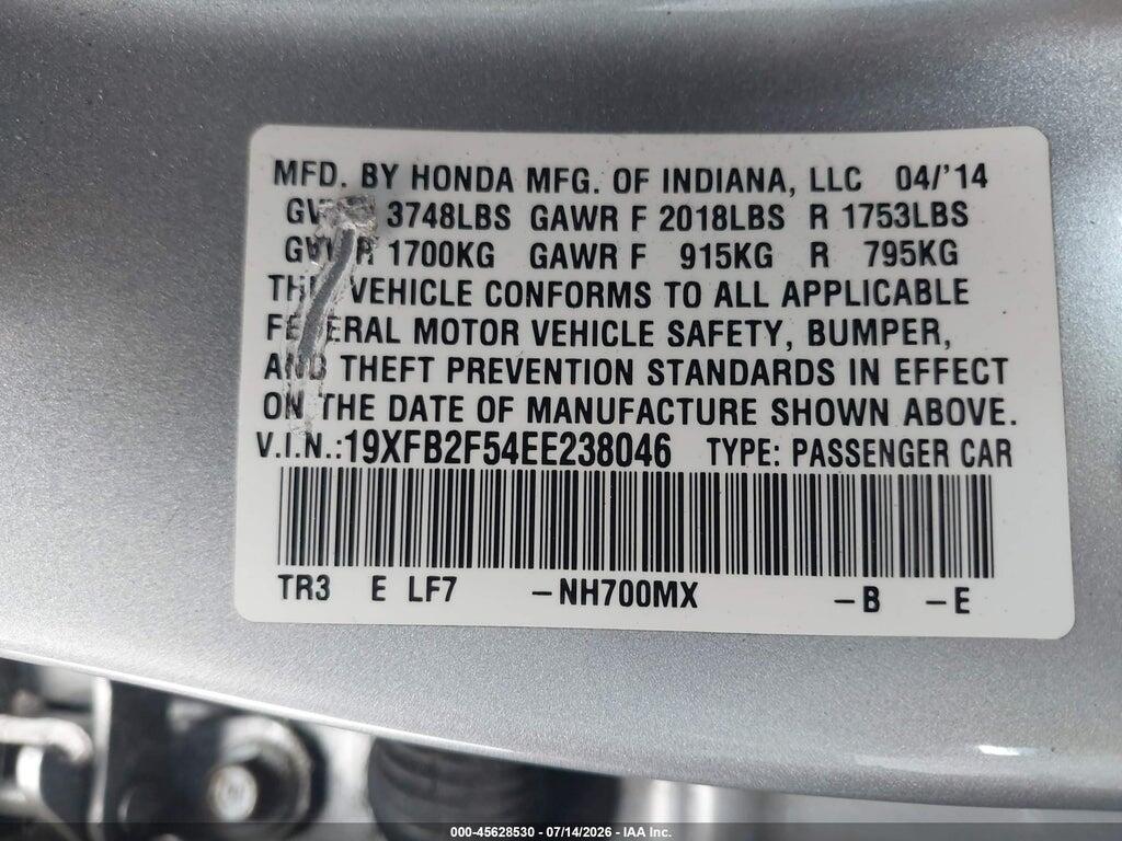 19XFB2F54EE238046 2014 HONDA CIVIC photo no. 9