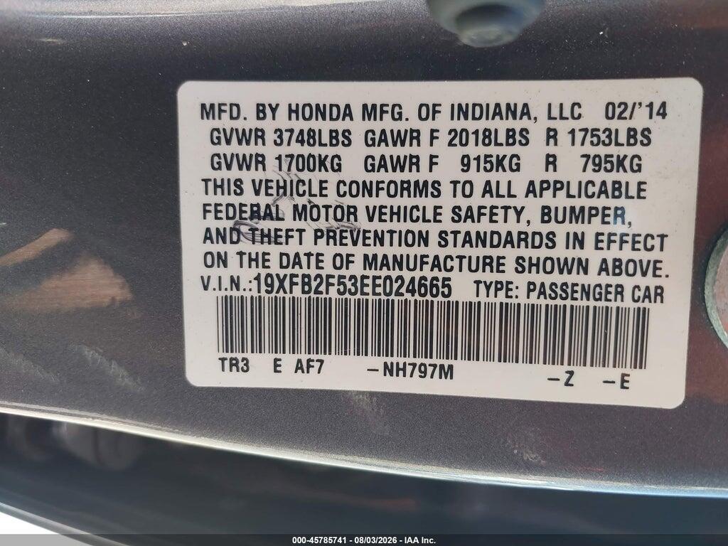19XFB2F53EE024665 2014 HONDA CIVIC photo no. 9