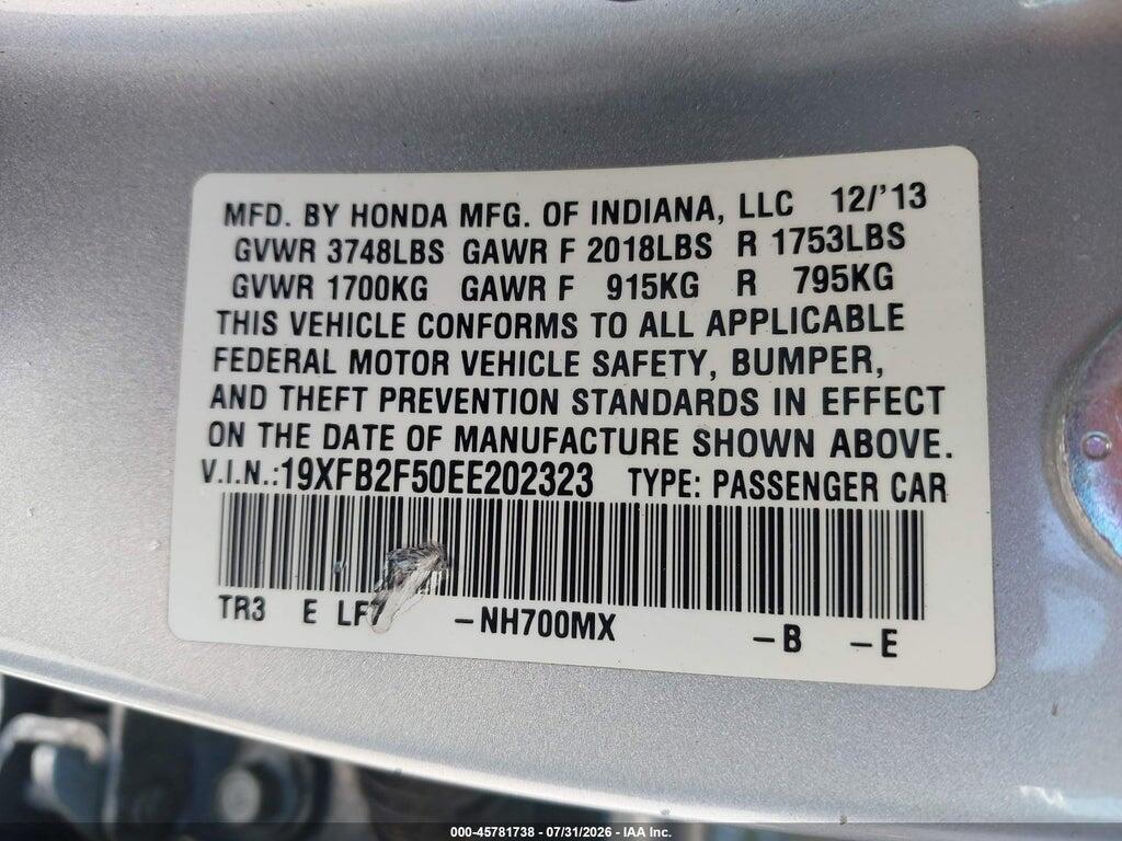 19XFB2F50EE202323 2014 HONDA CIVIC photo no. 9