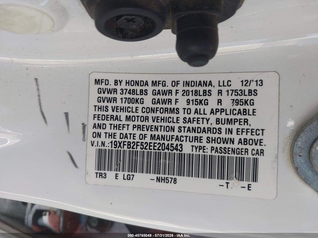 19XFB2F52EE204543 2014 HONDA CIVIC photo no. 9